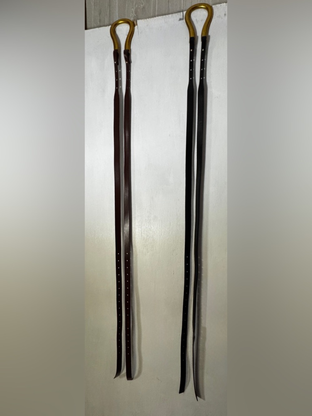 NEW Designer Inspired Brown & Black Double Strap Belts w/ Gold Accents - Picture 4 of 9